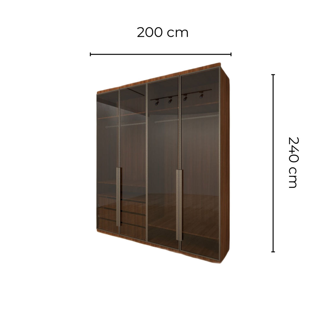 2M Glass Wardrobe